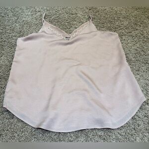 Elegant Lavender Lace Trim Silk Tank Top